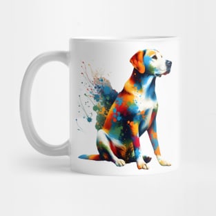 Dynamic Mountain Cur in Vibrant Splash Art Style Mug